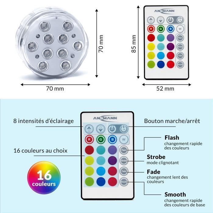 Lampes flottantes pour piscine 16 couleurs 4 effets lumineux Étanche LED télécommande - ANSMANN