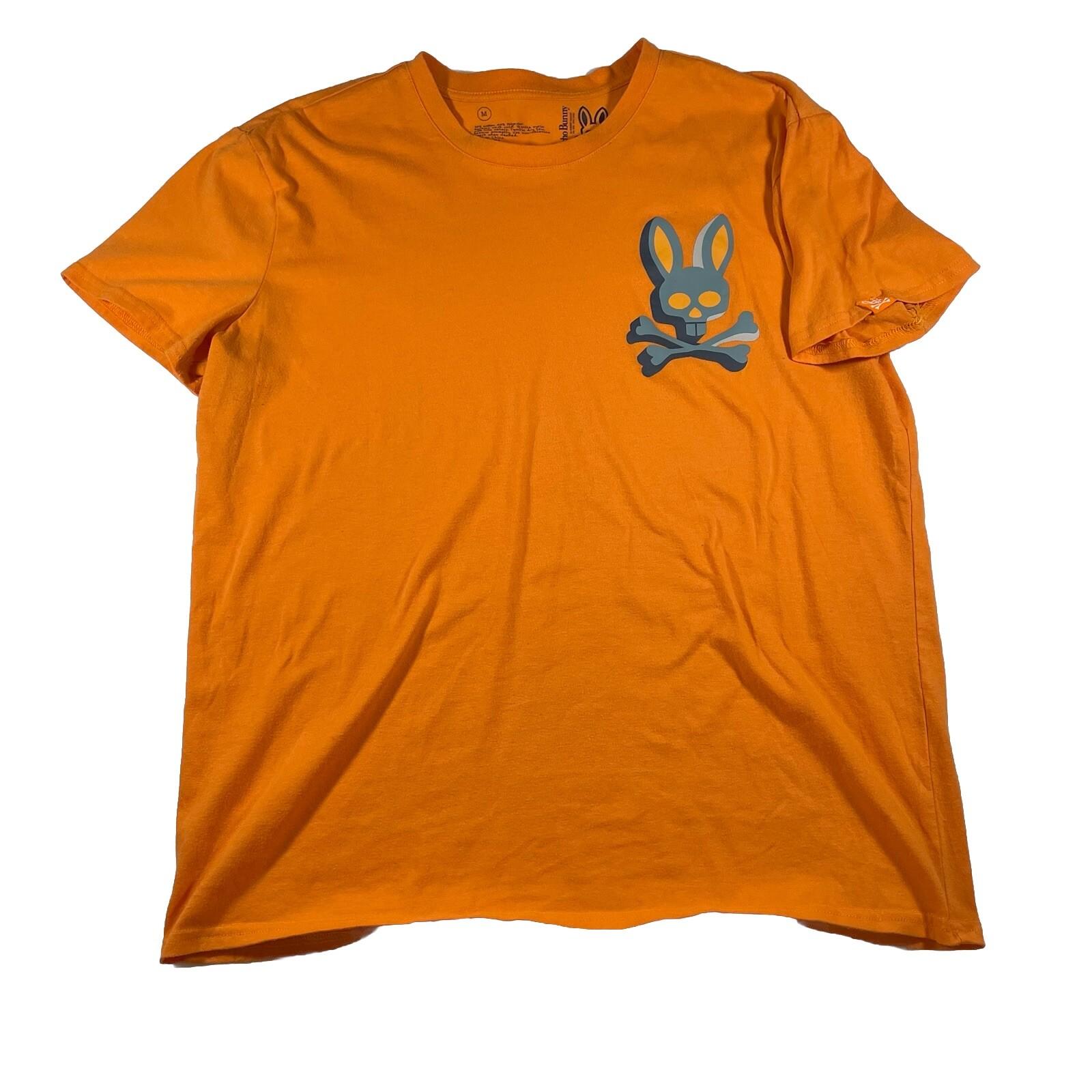 Psycho Bunny  M Orange Graphic Print Logo Robert Godley Designer Unisex T-Shirt M