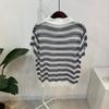C S In The Room Shami Collar neCk Stripe Short Sleeve Knit 3Color