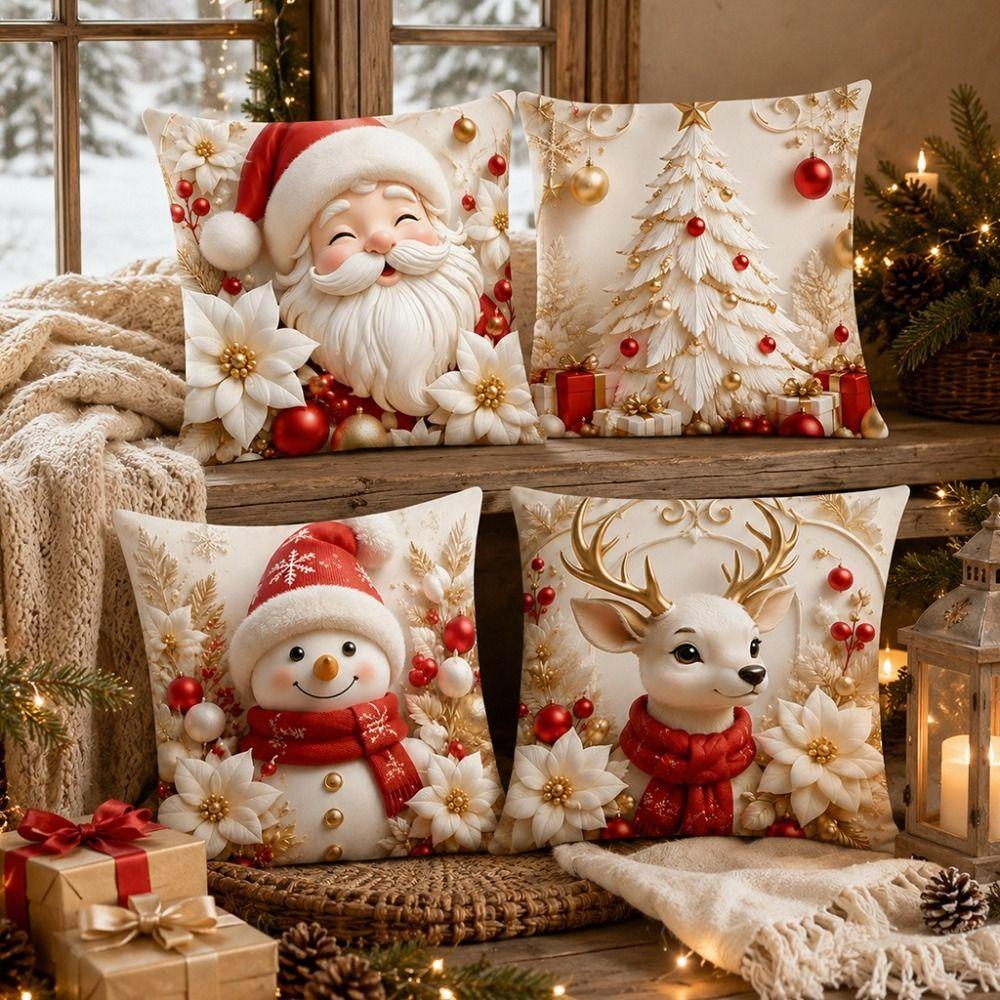 45x45cm Christmas Pillow Covers Washable Holiday Cushion Case For Friends
