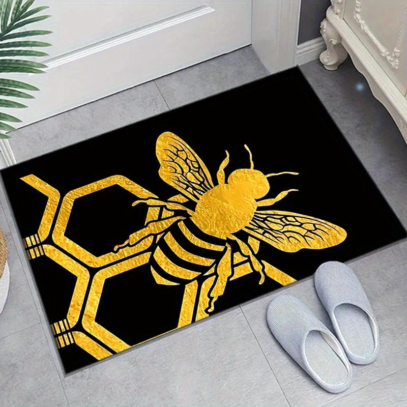 Crystal Velvet Bee Printed Area Rug Carpet for Bedroom Living Room Home Decor Rugs Mat Non Slip Mat Rug for Bedside