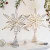 Christmas Tree Toppers Star with LED String Lights Ornaments Creative LED Lights Glitter Xmas Tree Decoration for Party Decor