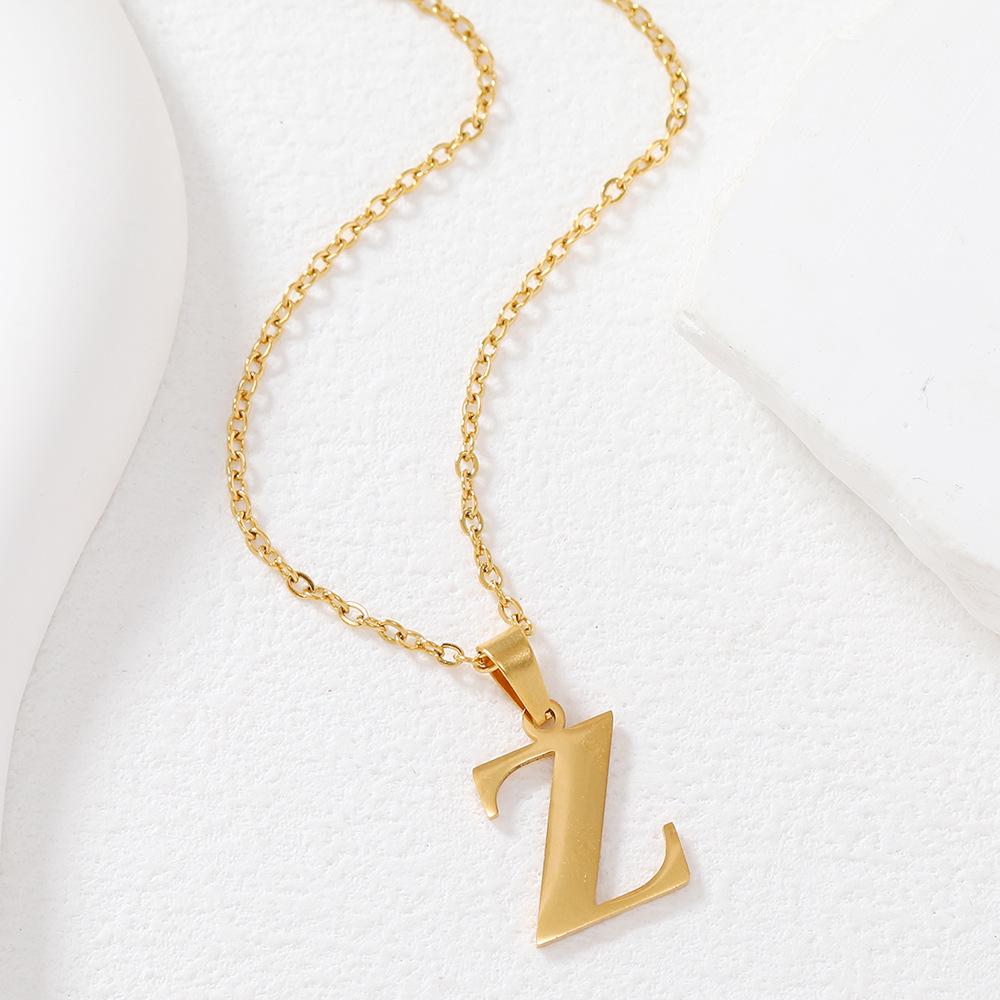 Polished Stainless Steel Alphabet Necklace - Women's Daily Wear Clavicle Chain