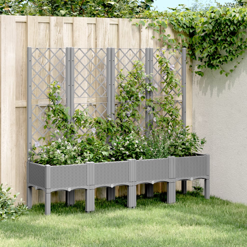 Planter with Trellis Light Grey 160 X 40 X 142 Cm PP