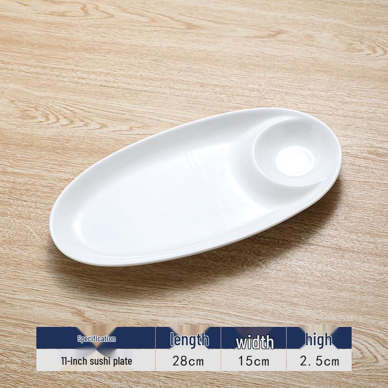 Ceramic Double-Compartment Plate with Vinegar Dish for Fries, Shrimp, or Dumplings