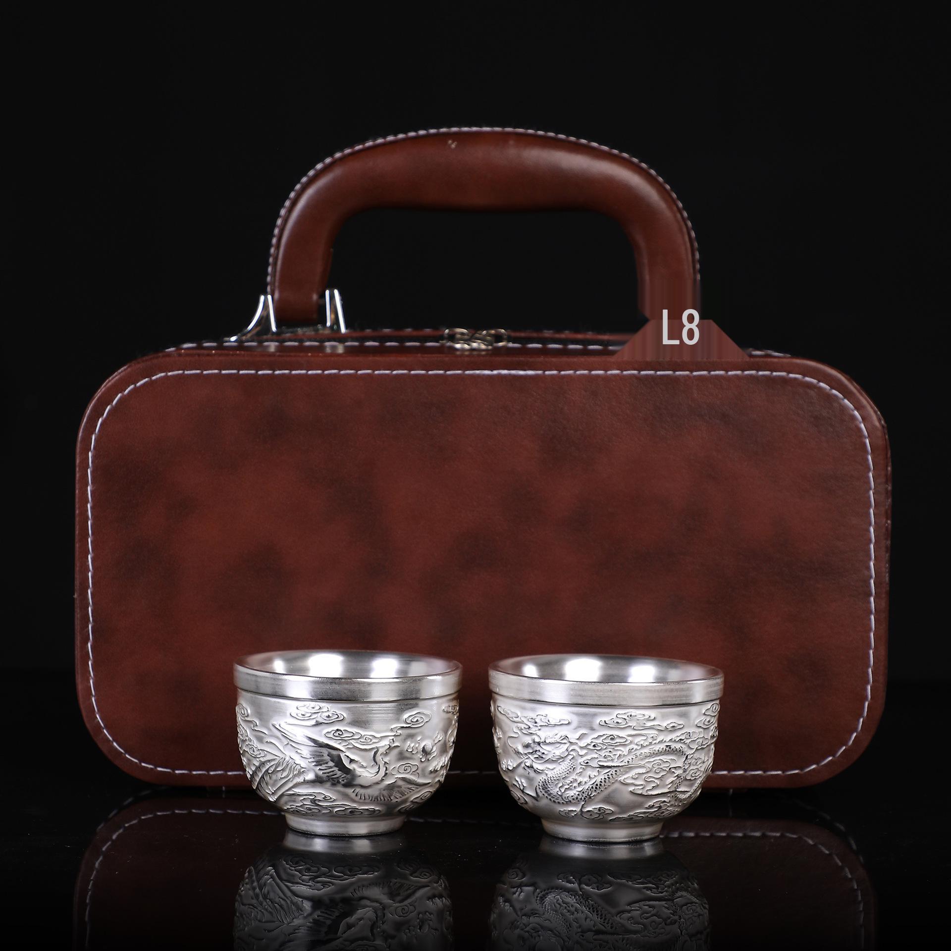 Year of the Dragon Sterling Silver 999 Teapot: Pure Handmade High-End Gongfu Tea Set Souvenir