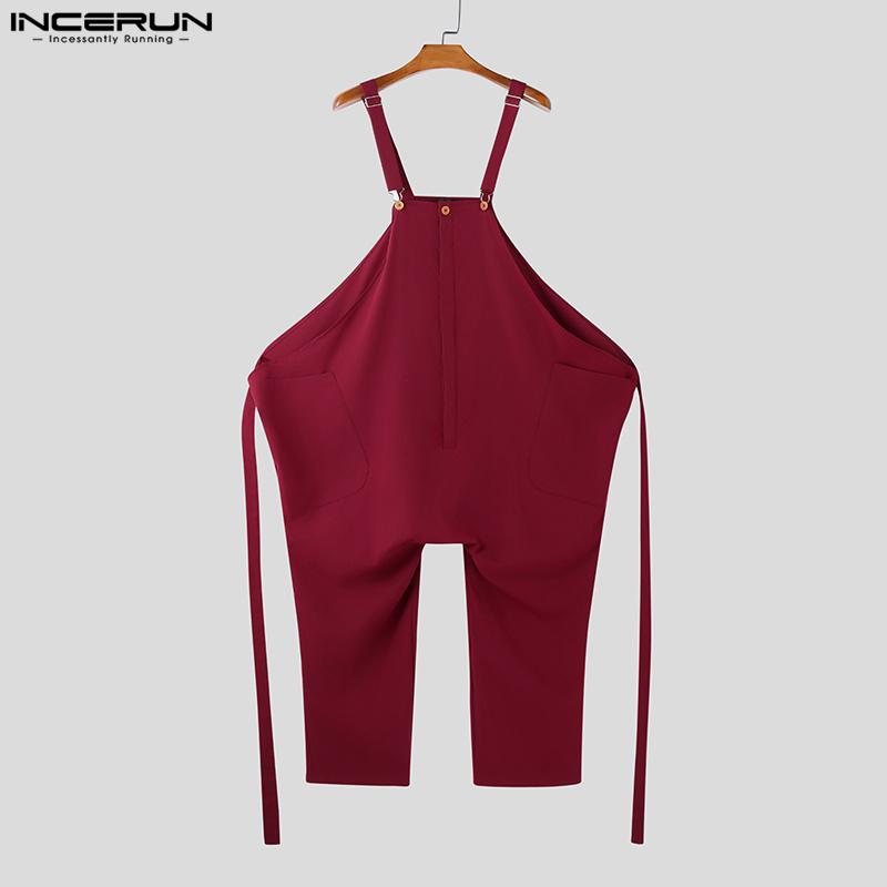 INCERUN Herren Hosenträgergurt Lange Baggy Drop-Crotch Jumpsuits Cargo Overalls