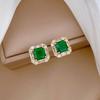 Necklace Earrings Set Light Luxury Full Of Diamonds Green Square Personality Temperament Banquet Earrings Item Group