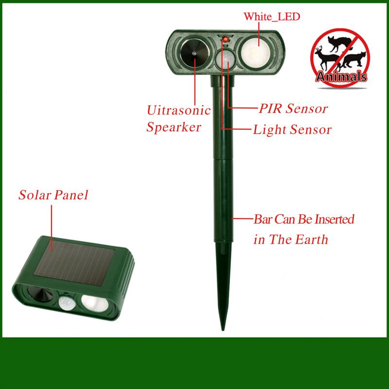 Solar-Powered Pest Repeller with Flashing Light for Cats, Dogs, and Birds