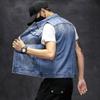 Denim Vest Men's Spring Summer and Autumn Large Size Vest Casual Hong Kong Trend Ins Vest Youth Sleeveless Waistcoat