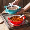 A5 Melamine Porcelain-Style Dessert Bowls: Creative Double-Ear Set for Sweets, Soup, Shaved Ice, and Snacks