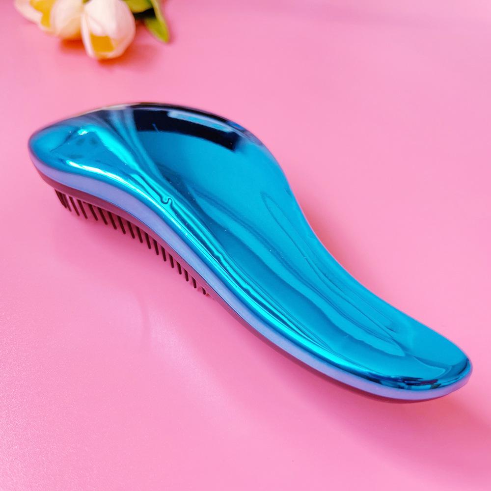 Portable Anti-Knot Hairdressing Comb: Air Cushion, Massage & Curling with Electroplated Finish for Smooth Hair