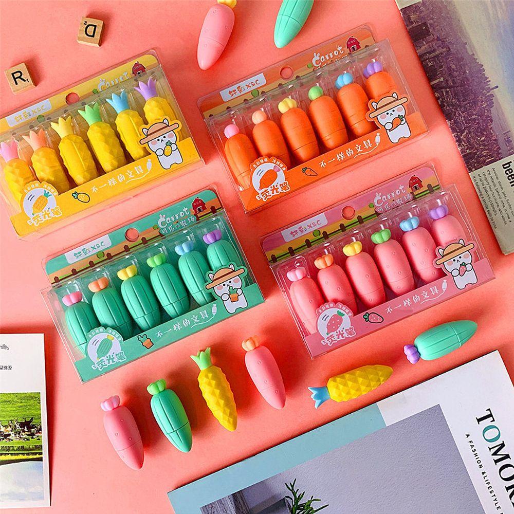 LUNCK Stationery Students Office Supplies Writing Supplies Kawaii Fruit Highlighter Set Marker Pen Oblique Head green