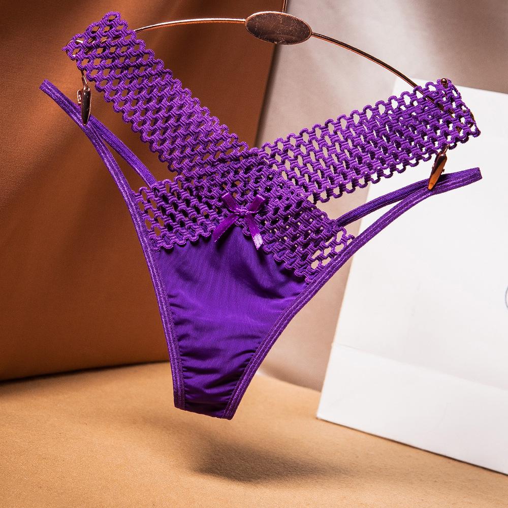 French Hollowed-Out Ice Silk Thong - Women's Fashion Low-Rise See-Through Strap Underwear
