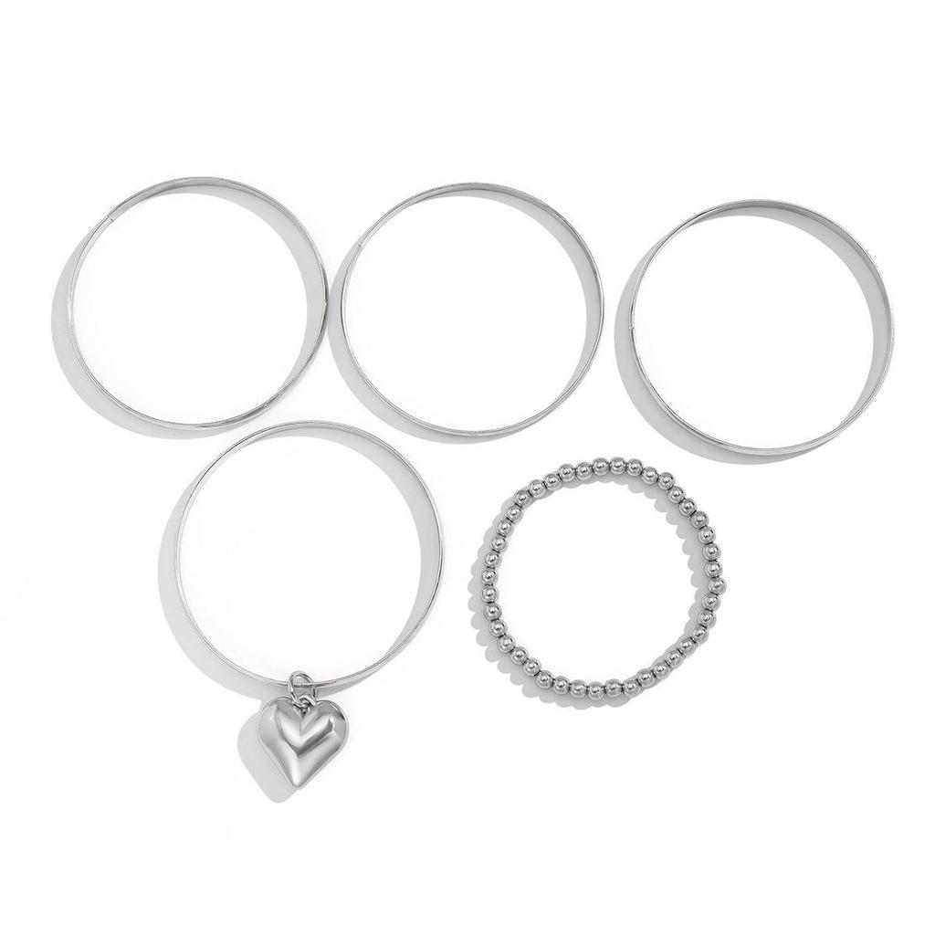European & American Irregular Love Pendant Beaded Bracelet Set