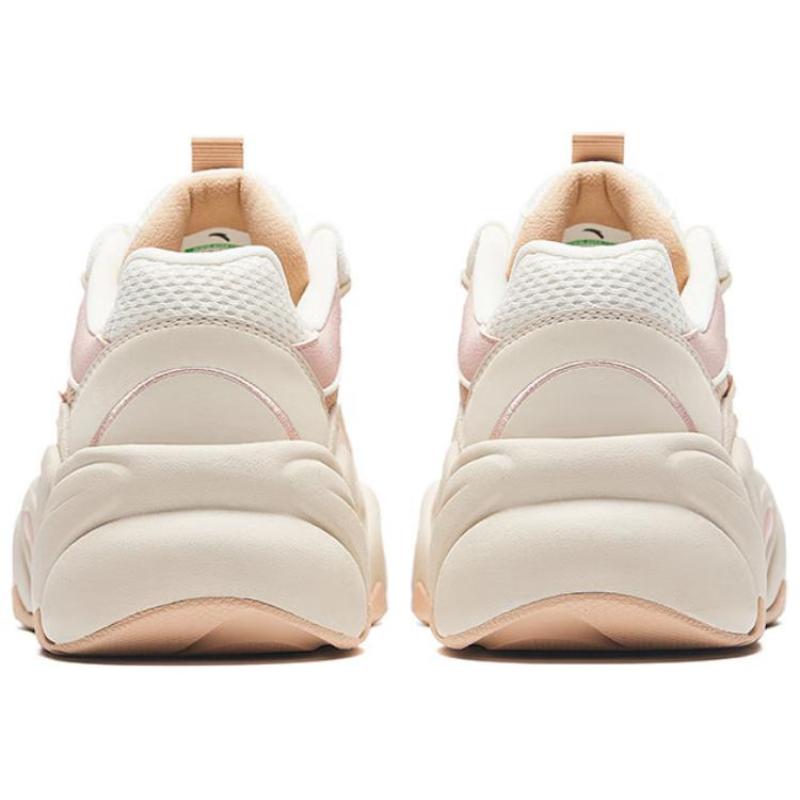 Anta Floral Shoes Slip Resistant Abrasion Resistant Low top Chunky Sneakers Women's White Beige Pink Sneakers 122528888R-2