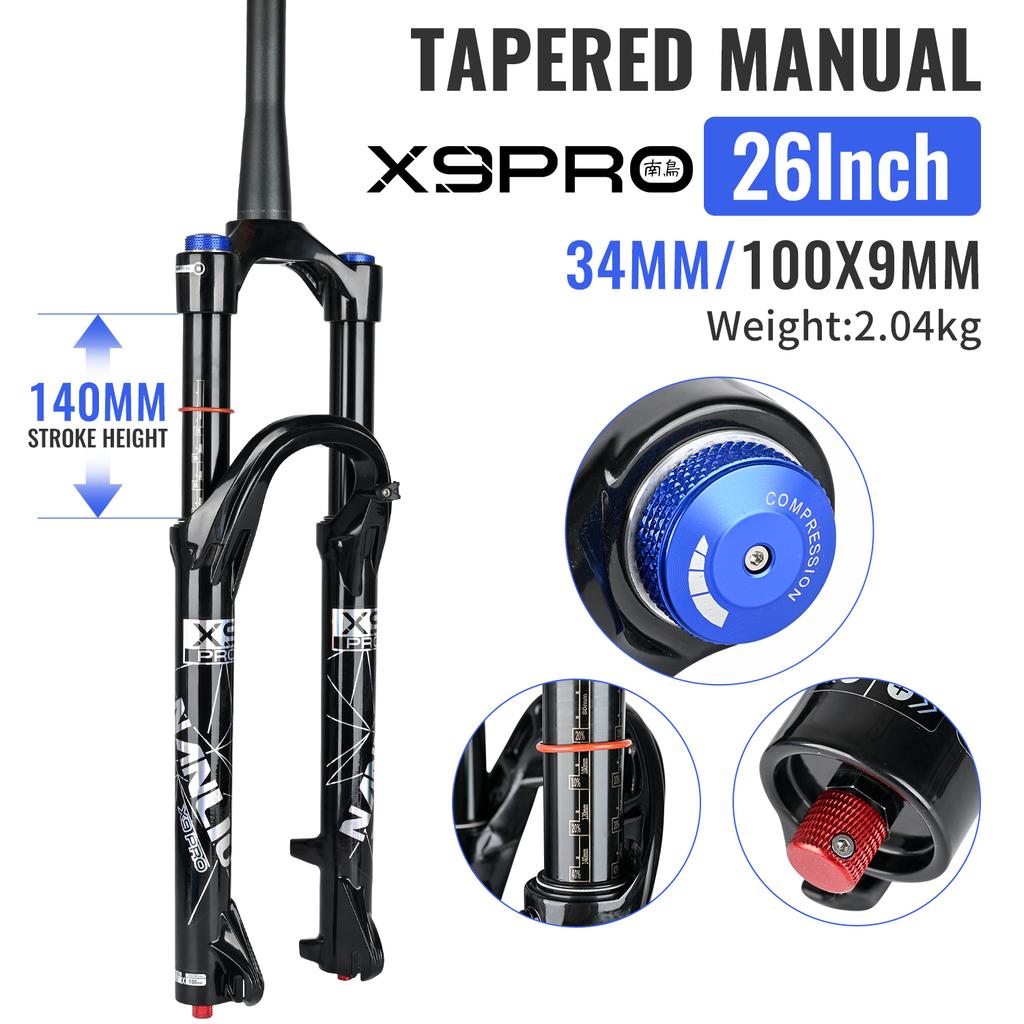 Воздушная вилка Nanlio X9 PRO для MTB 26 27.5 29 дюймов, стойки 34 мм, ход 140/160 мм, масляное демпфирование, BOOST QR