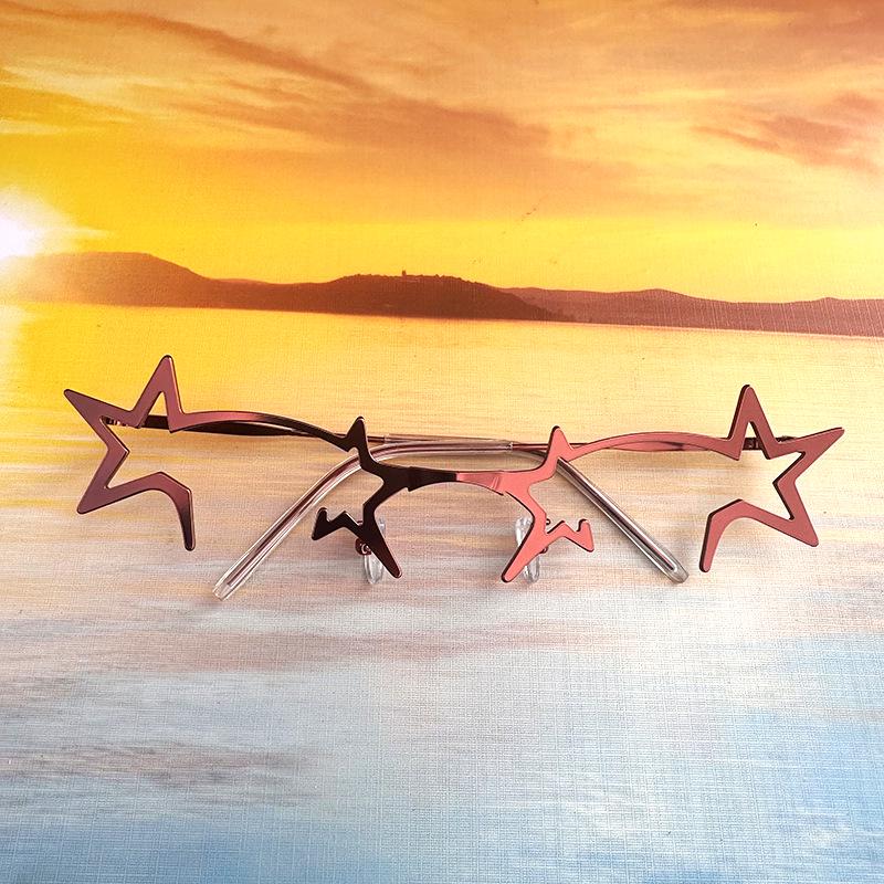 Y2K Halbrahmen Sternenbrille: Zweidimensionale COS-Dekoration für Damen & Herren, Perfekt für Streaming, Clubbing & Street Style.