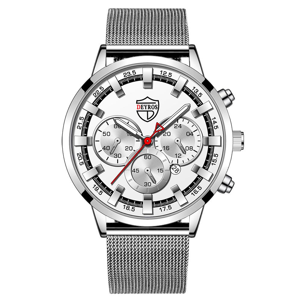 

DEYROS Мужские модные кварцевые часы с календарем, простые ультратонкие часы, повседневные классические наручные часы с сетчатым ремешком из нержавеющей стали, идеальный выбор для подарков