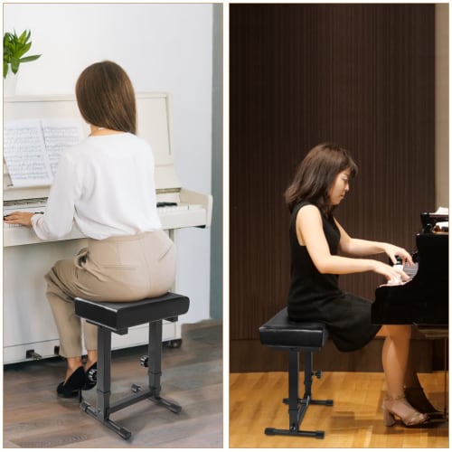 Rxakudedo Adjustable Piano Bench Stool - Music Keyboard Bench Seat for Piano Keyboard Stand, Black, PU Padded Cushion, Comfortable and Soft