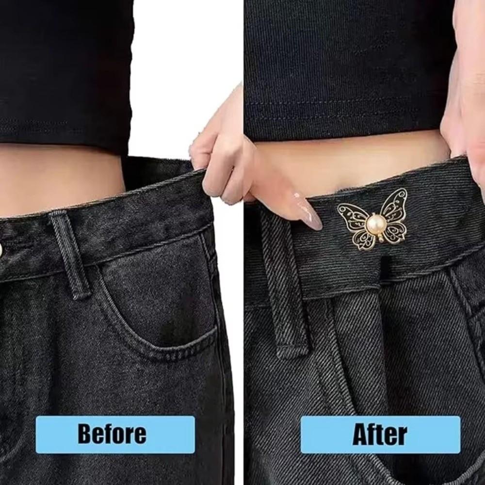 New Butterfly Shape Jeans Buttons Fixed Adjustable Waist Buckle Waist Tightening Tool Safety Pins Dress Decoration
