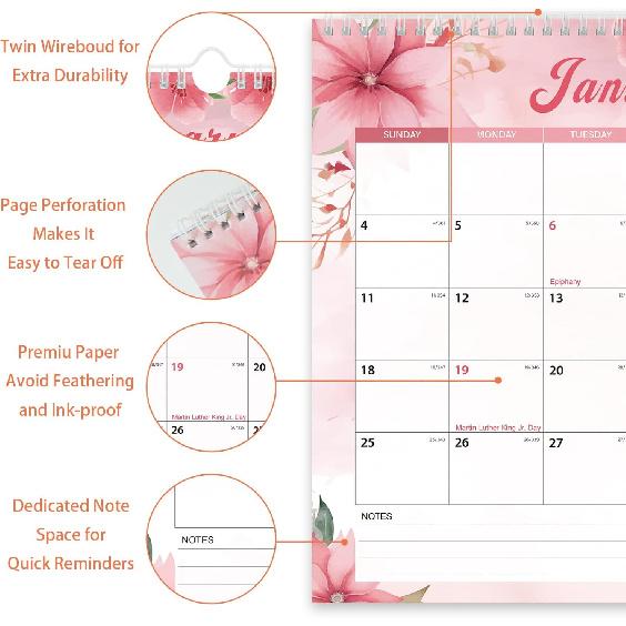 2026 Calendar, Wall Calendar 2026-2027, 11" x 14.2" Monthly Desk Calendar for Home and Office, 18 Months From January 2026 to June 2027 With Vacation