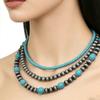 European and American Navajo Style Turquoise Necklace, Women Stacked with High-end Three-piece Set, Ethnic Tin Bead Neck Chain