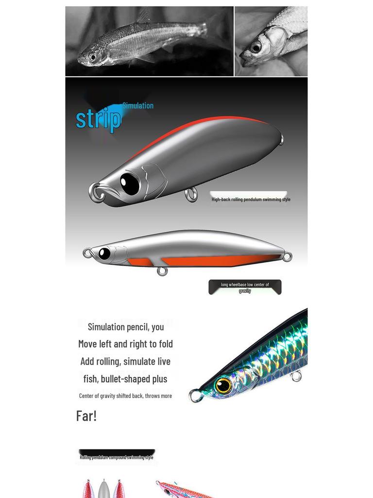 Bluefin Tuna Sinking Pencil: Ultimate Underwater Casting Lure for All Fish Layers, Perfect for Bass and Catfish.