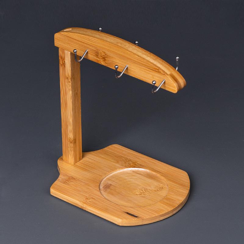 Tassenhalter Tassenständer - Bambus Kaffeetassenständer Heimaufbewahrung Kreativer Teebecher- und Untertassen-Präsentationsorganisator - Fassungsvermögen für 6 Tassen