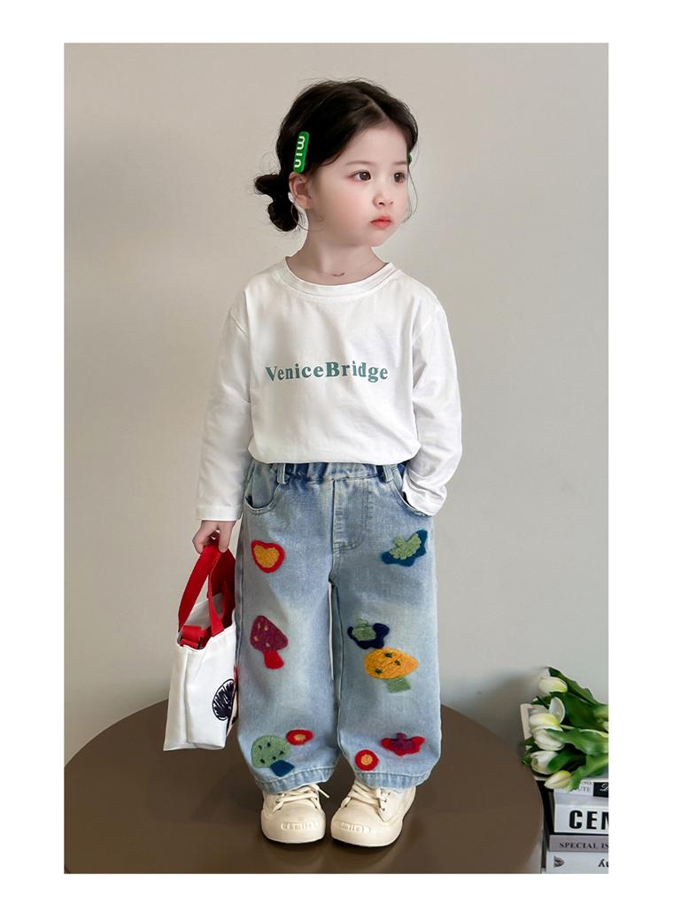 Fashionable Girls' Loose-Fit Wide-Leg Jeans - Spring & Autumn 2025 Collection