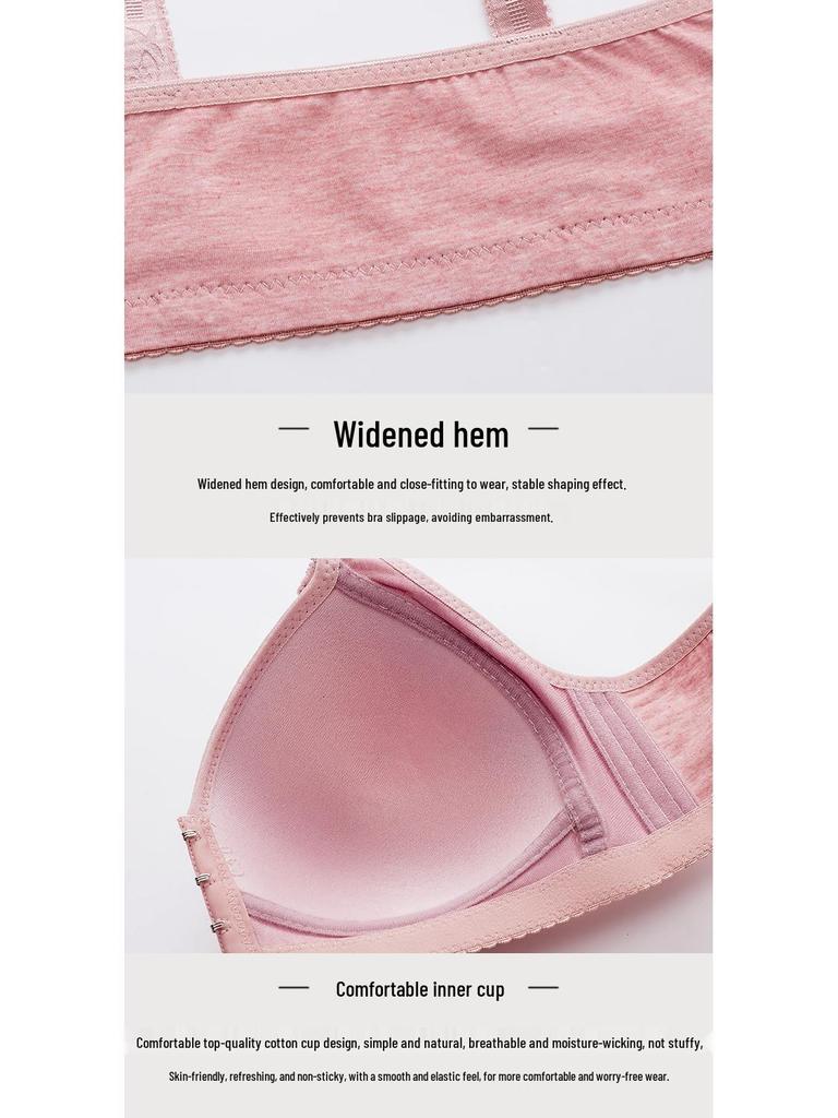 Comfortable Plus Size Wire-Free Front Closure Bra for Middle-Aged & Elderly - Pure Cotton