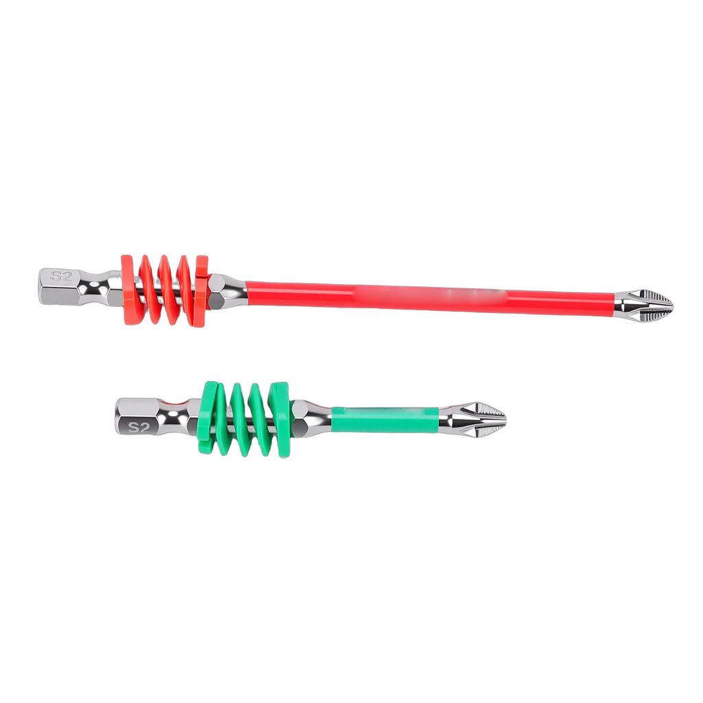 2PCS Spring Loaded Screwdriver Bits 1Celsius4 Inch Hex Shank Crossed Bit for Electric Screwdrivers and Hand Tools 65mm 110mm