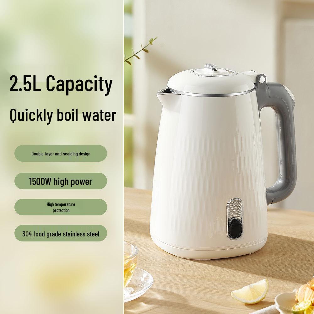 

Songyi 2.5L Stainless Steel Electric Kettle - Fast Boil and Smart Keep-Warm Feature for Home Use 304 Stainless Steel + Auto Thermostat слонова кістка/білий