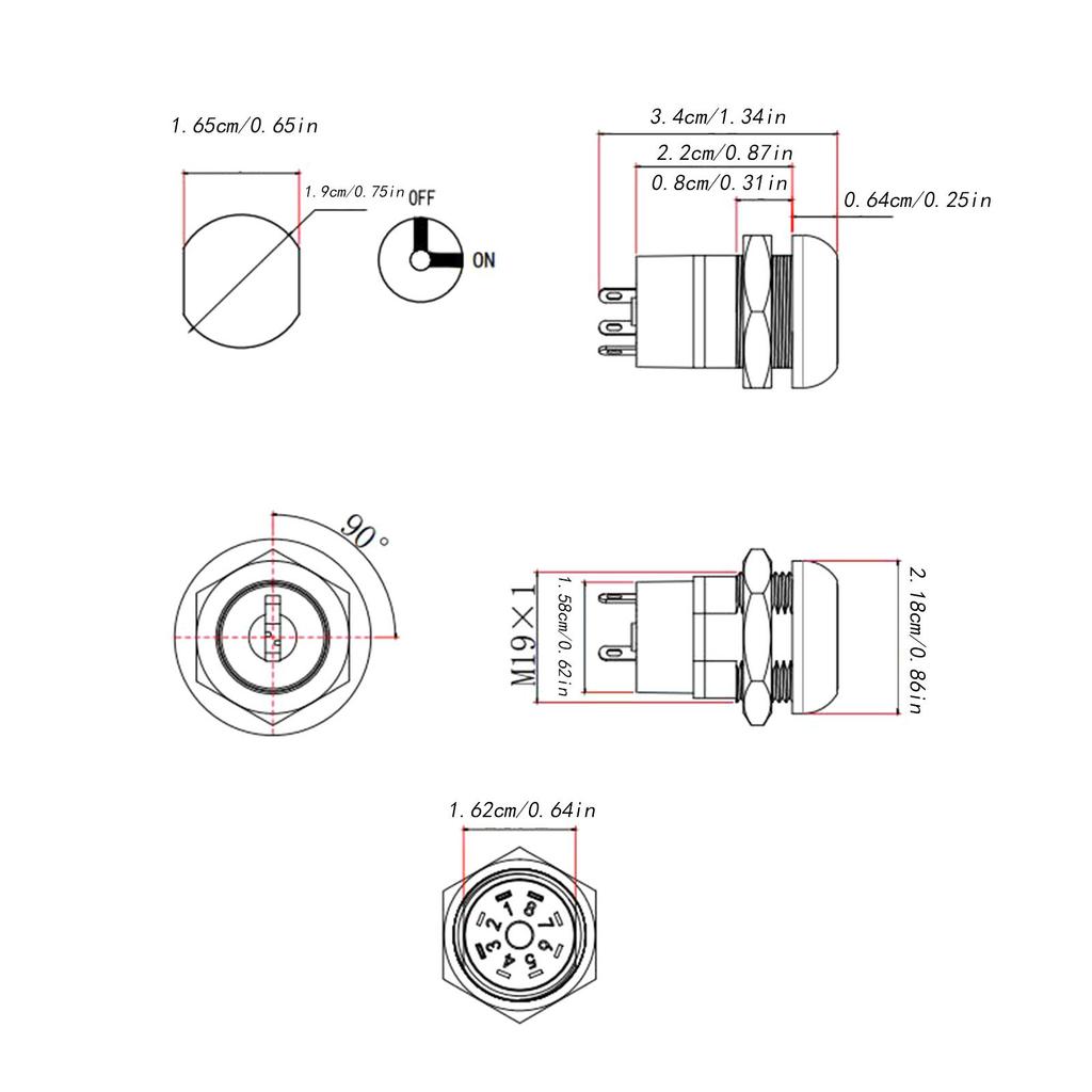 Electric Scooter Lock Ignition Switch Sturdy Metal Small Convenient Secure with 2 Keys Waterproof