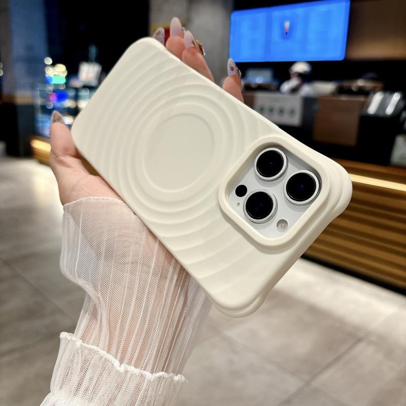 Apple 17 Pro Max Magnetic Phone Case, Liquid Silicone, Ripple Texture, Full Coverage, Anti-Drop, Fits Apple 16.