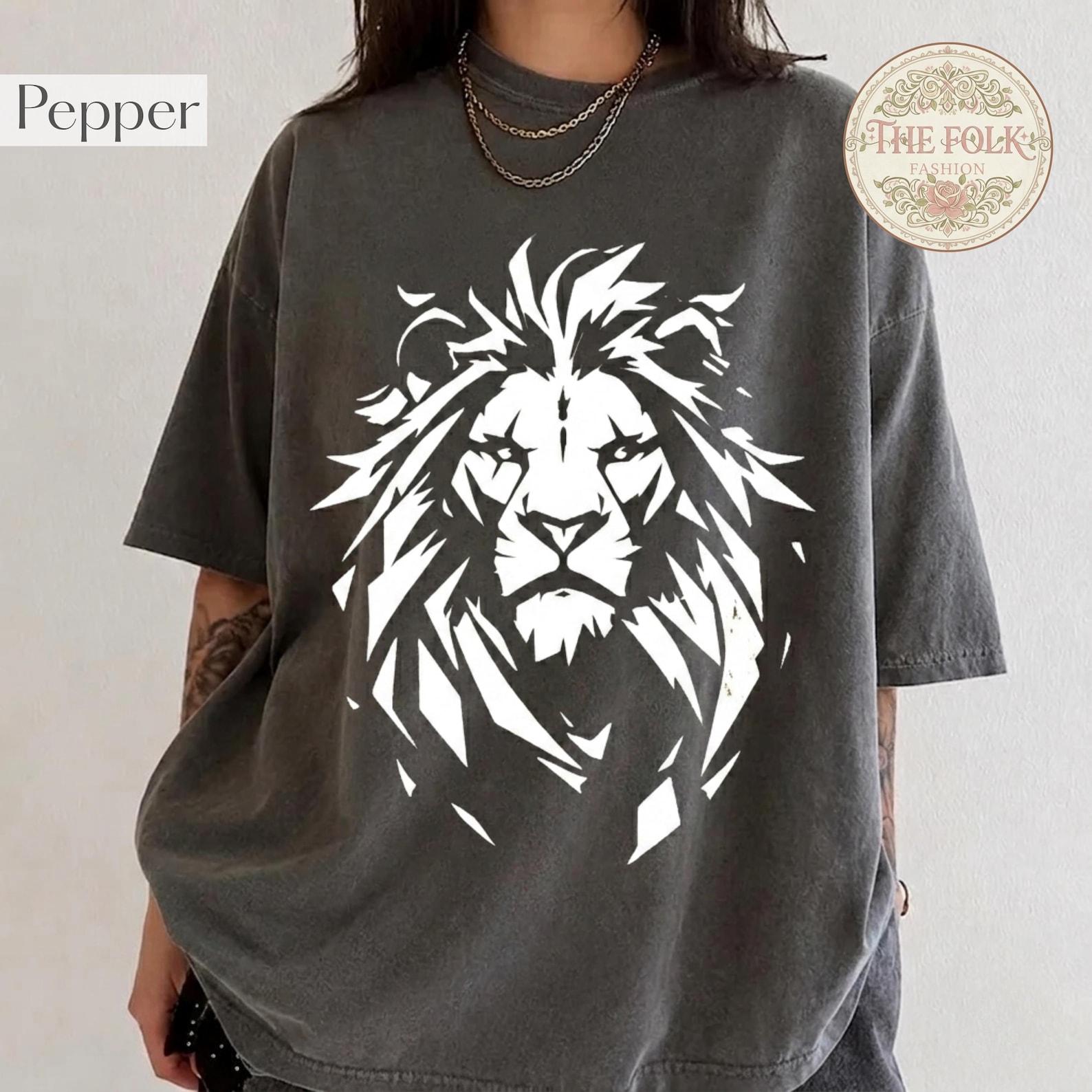 Abstract Lion Shirt, Retro Geometric Lion Tee, Gothic Grunge Tee, Mens Muscle Gym Tshirt, Comfort Colors Summer Shirt, Lion Tee M