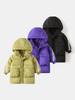 Boys' 2025 Mid-Length Hooded Cotton Jacket for Medium To Large Children