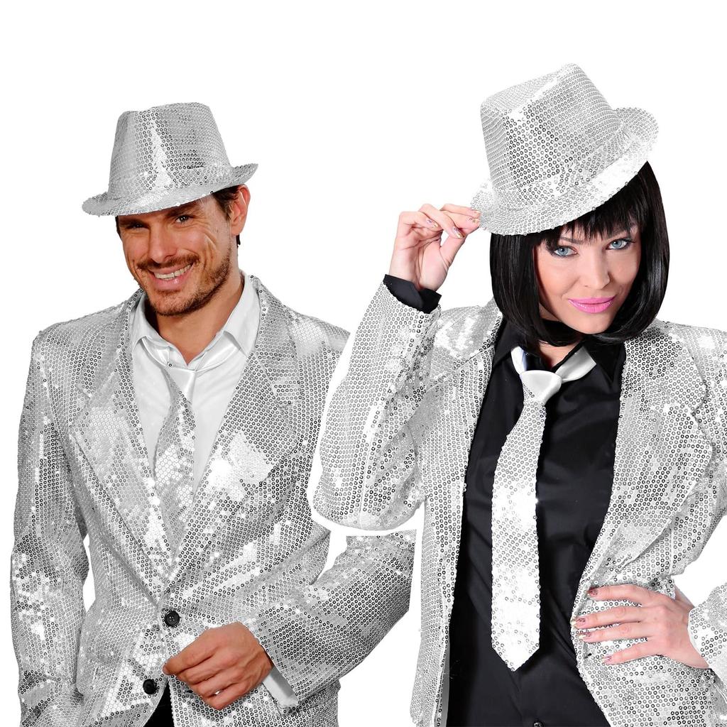 [Xiang Ru] Plain Necktie, Approx. 5cm Wide, Men's & Women's, Sequined, Sparkling, Party, Stage Performance, Stylish Gift, Magic Trick, Silver