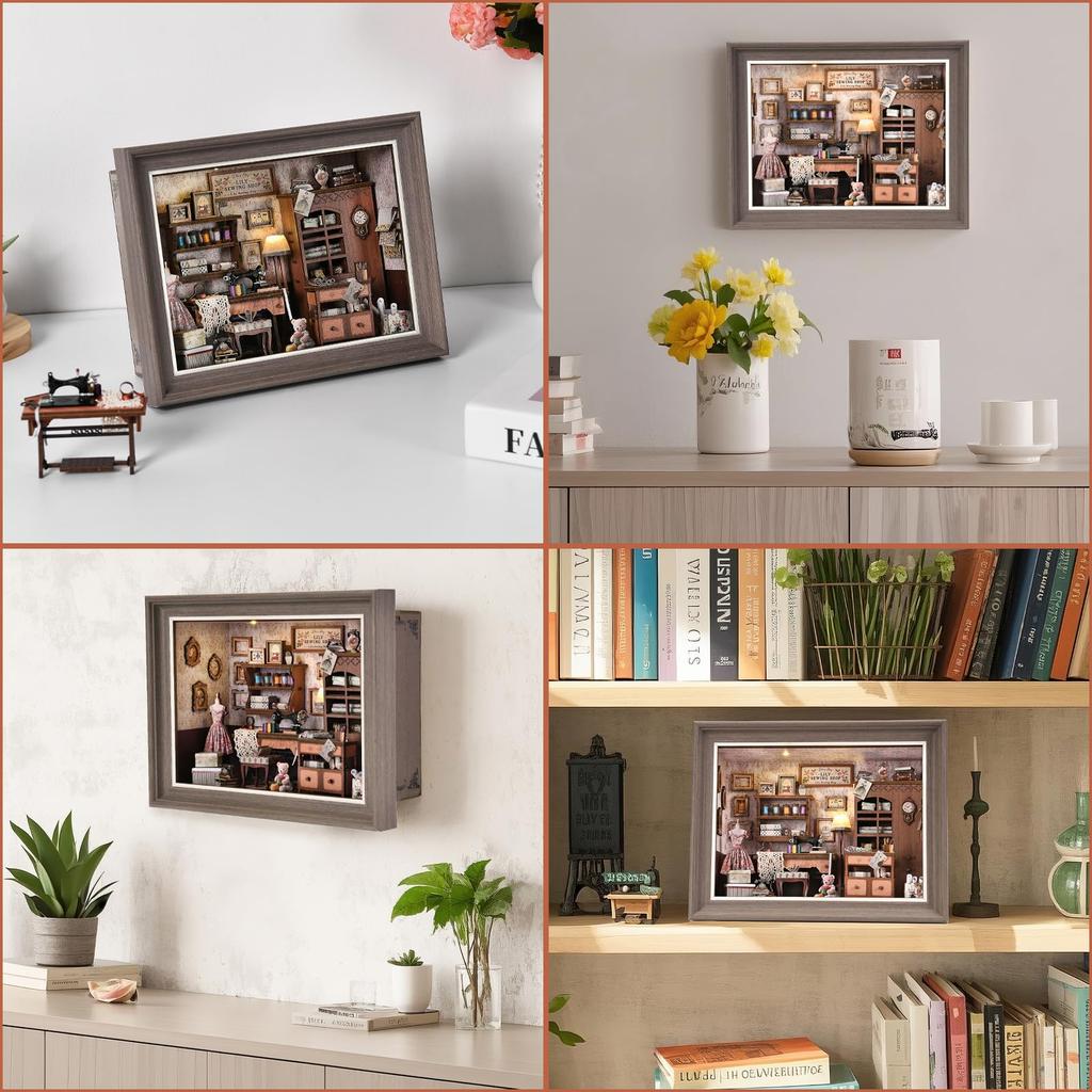 CRESYMME Dollhouse Miniature Book Nook Kit, Wooden 3D Puzzle, DIY Handmade for Adults, USB Powered (Sora's Craft Shop)