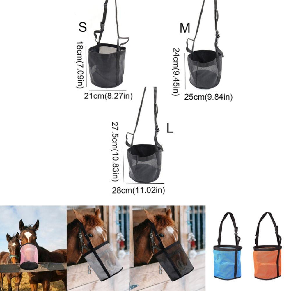 Mehrfarbiger auslaufsicherer Futterbeutel für Pferde Verstellbare elastische Weidemaske Atmungsaktives Netz Futterbeutel für Pferde Pferdepflege
