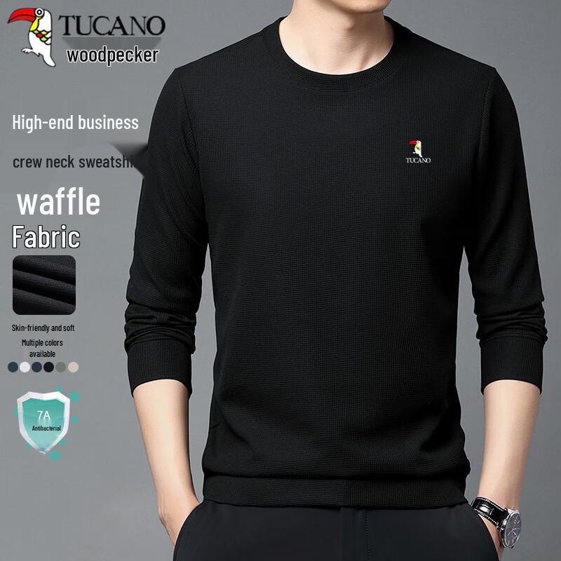 

TUCANO Men s Business Casual Solid Long Sleeve Round Neck Sweatshirt 3XL