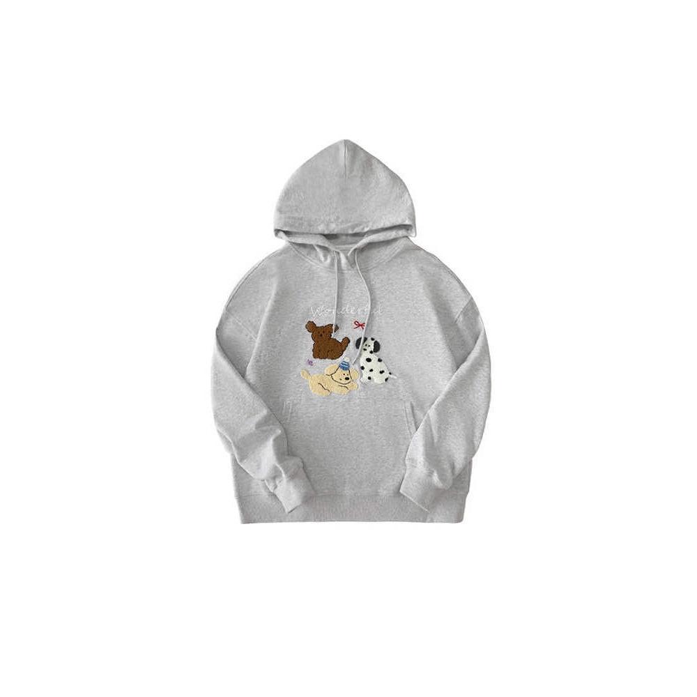 2025 hooded loose fleece sweater Japanese brand lazy pullover jacket autumn new women