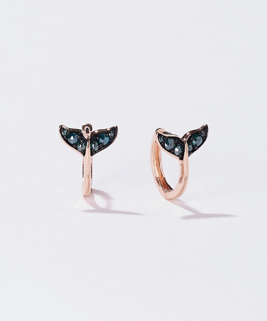 Dorocy 14K Happy Whale Tail Diamond Ring Earrings