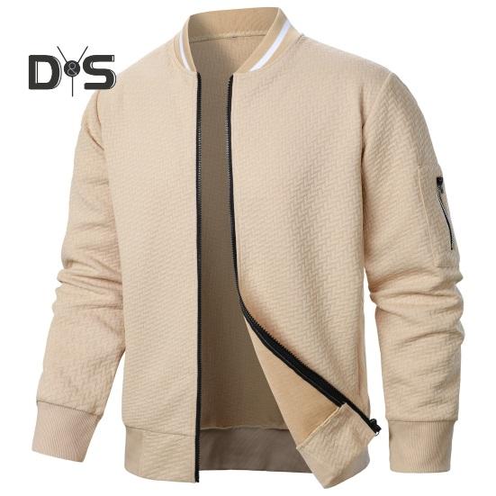 Herren Sweatshirtjacke Jacquard-Design Einfarbig Langarm Casual Top Stehkragen Lockerer Reißverschluss Outdoor Streetwear Mantel Sweatshirts