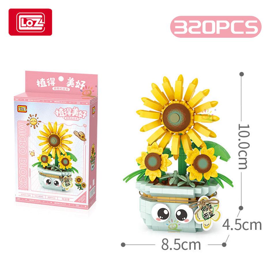 LOZ Bouquet Succulent Plant Amaryllis Sunflower Building Block Flower Toy Home Decoration Plant Assembly Bricks Toys Children