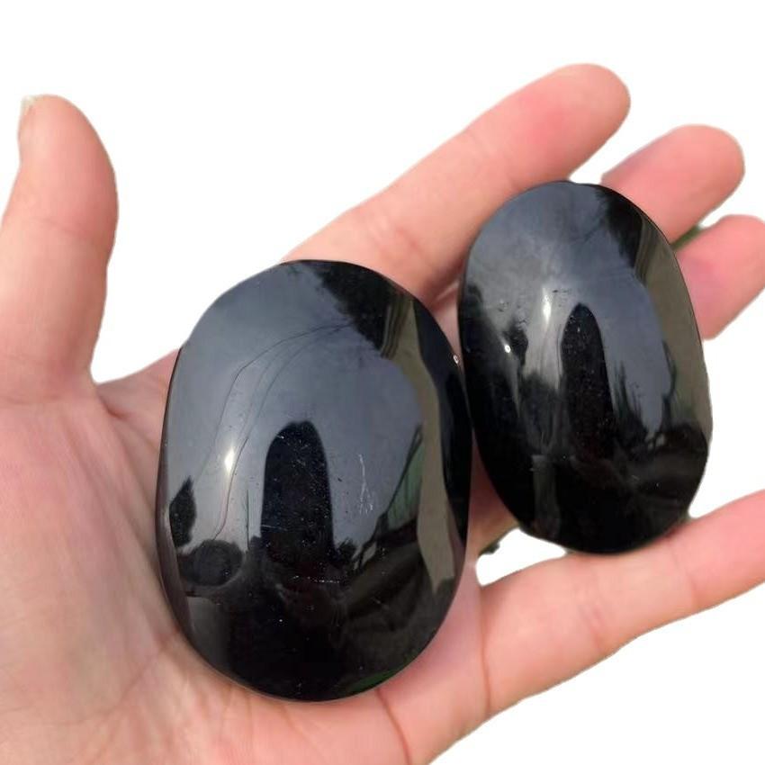 Natural Crystal Stone Obsidian Palm Stone Chakra Reiki Healing Pocket Worry Stone