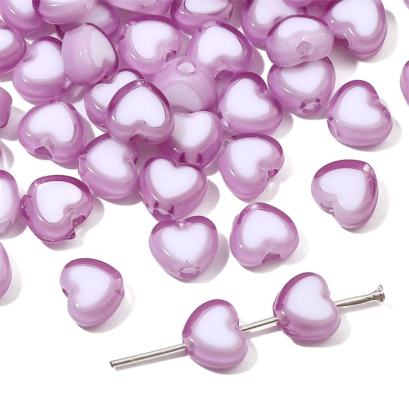 30Pcs Acrylic Heart Shape Beads Loose Spacer Beads for Jewelry Making DIY Bracelets Necklace