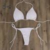 2 Pcs/Set Ladies Triangle Bikini Halter Neck Swimwear with Chest Pads Lace-up Thong Swimsuit Sexy Beachwear Bathing Suit for Beach Vacation Pool