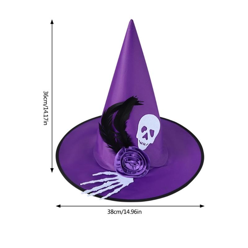 Halloween Witch Caps for Adult Unisex Veil Spiders Wizard Hat Roleplaying Pointed Hat Theme Party Family Gathering Hat