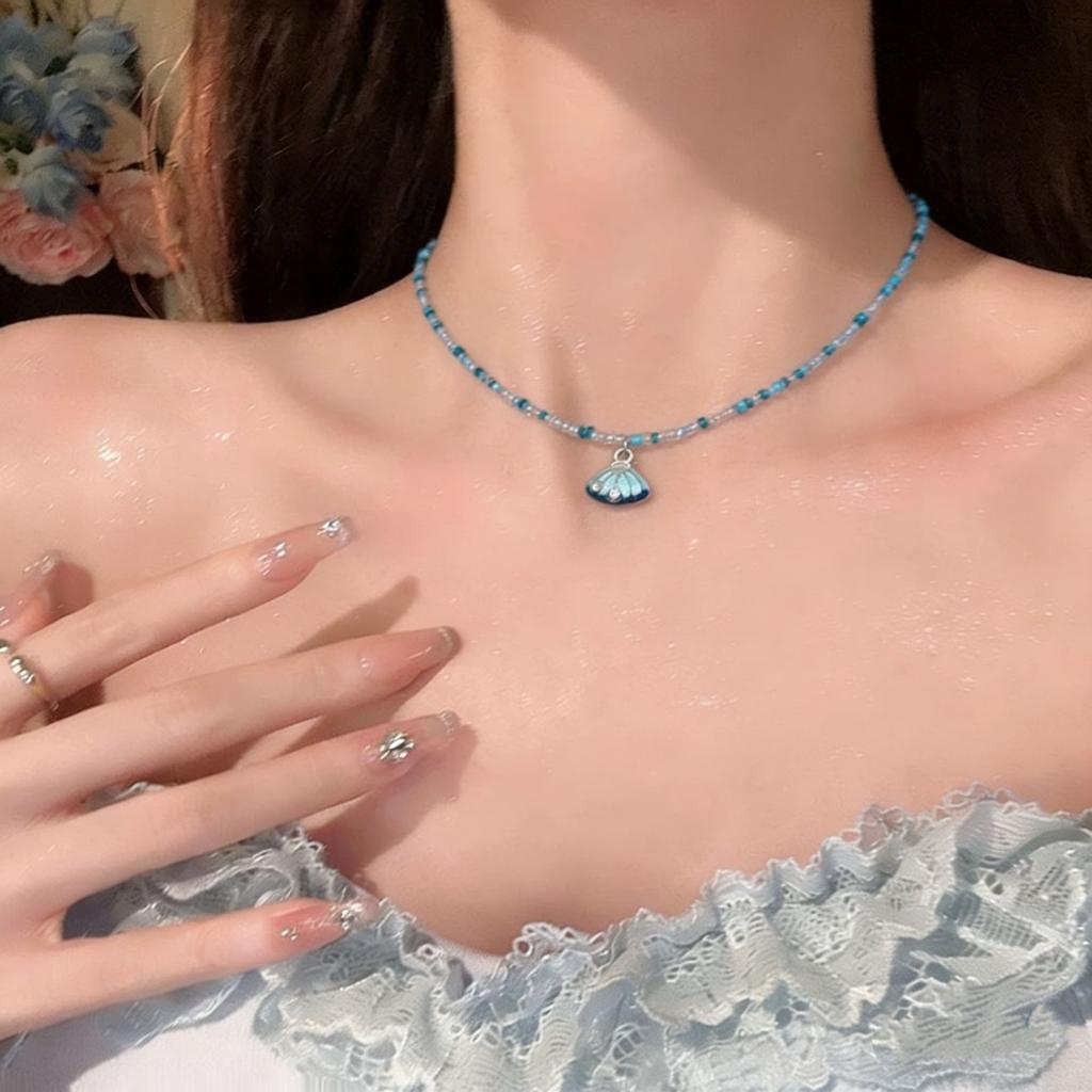 2pcs Set Cute Crystal Butterfly Bowknot Pendant Necklace for Women Girl Charm Aesthetic Neck Y2K Sweet Jewelry Accessories Gifts